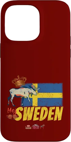 Vista 21 de Funda para iPhone 16 Suecia con bandera vintage y recuerdo de alce