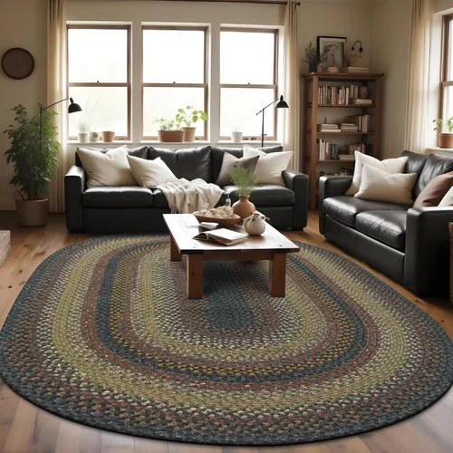 Vista 33 de Alfombras de Área Ovaladas Baja Blue, 5x8' - Hechas a Mano con Tela de Algodón, Decoración Relajante de Campo Costero, Perfectas para Salas de Estar