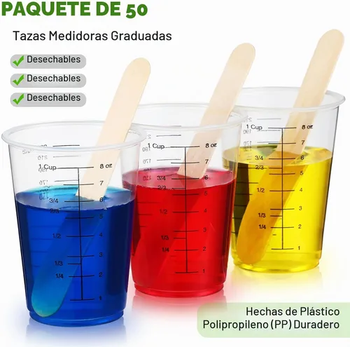Vista 4 de Yunsailing - Paquete de 50 tazas medidoras desechables de 8 onzas para resina epoxi