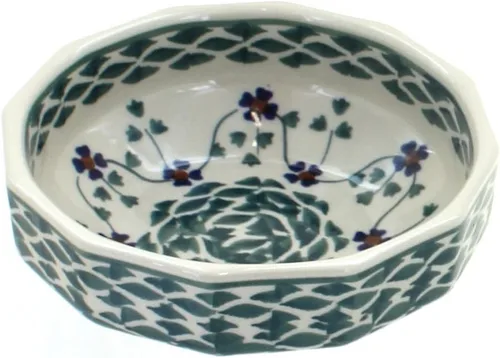 Vista 2 de Blue Rose - Cuenco angular pequeño de mariposa amarilla y azul - 5 pulgadas de diámetro - Plato único para aperitivos, nueces o dulces