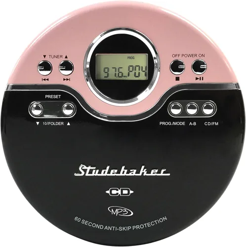 Vista 2 de Studebaker SB3703PBB Reproductor Personal de CD/MP3 Joggable con Radio FM PLL - Rosa y Negro