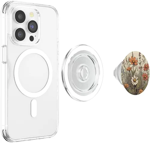 Vista 4 de Bonito diseño botánico de flores silvestres con patrón vintage PopSockets MagSafe PopGrip para iPhone