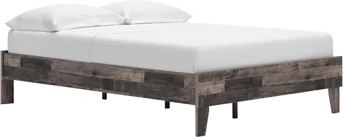 Vista 10 de Signature Design by Ashley Socalle - Cama plataforma matrimonial, color negro, minimalista sin cabecero, madera de ingeniería