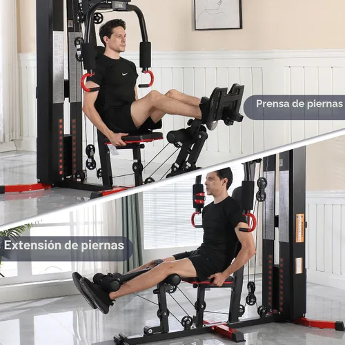 Vista 5 de Fitvids Home Gym Equipment, Multifunctional Full Body Workout Weight Machine Station with Weight Stack, All in One Exercise Equipment with Pulley