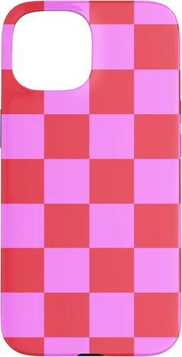Vista 6 de Funda femenina con patrón de mujer rosa y rojo a cuadros para iPhone 17