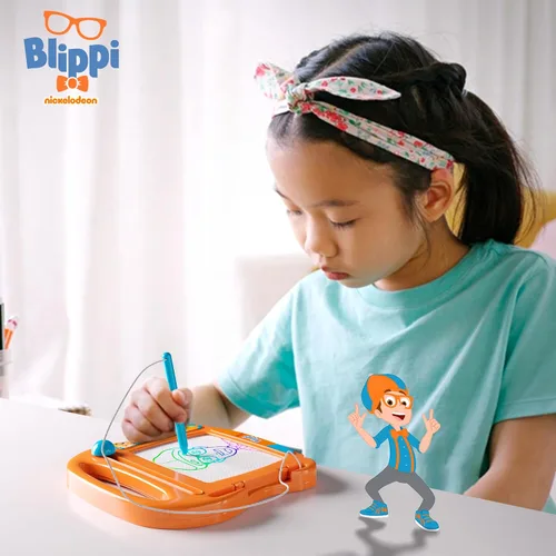 Vista 7 de Lollipop Blippi Pizarra Magnética de Viaje - Una Tableta de Dibujo Portátil para Niños, Completa con Lápiz Magnético y Perilla Borradora, Excelentes