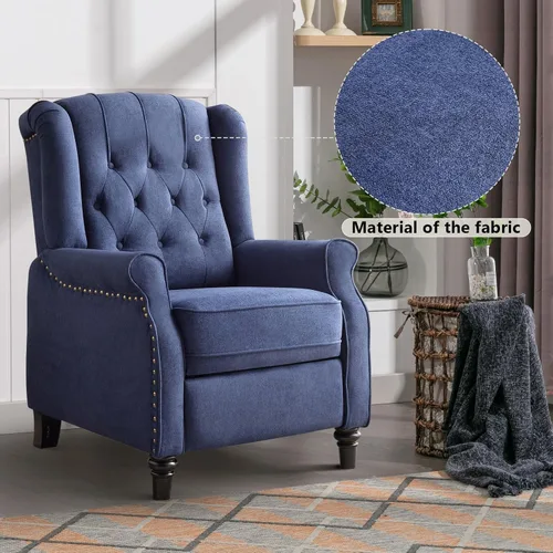 Vista 6 de CANMOV Silla Reclinable de Empuje hacia Atrás, Silla Decorativa, Sillón Reclinable de Mediados de Siglo con Respaldo Alto, Silla Reclinable de Tela
