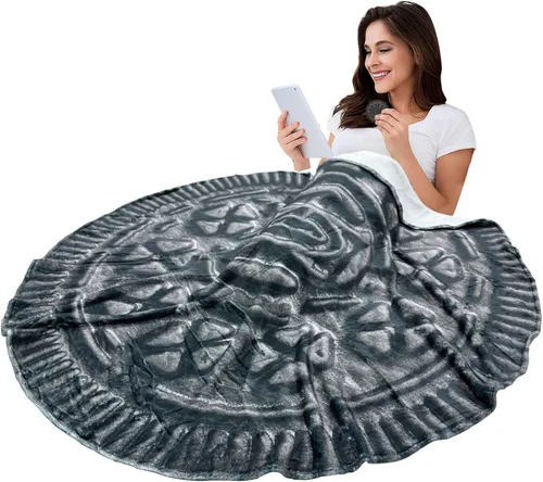 Vista 10 de Manta redonda de tortilla para adultos, manta grande de franela suave y cómoda con diseño de queso y pizza, manta para niños, artículos extraños
