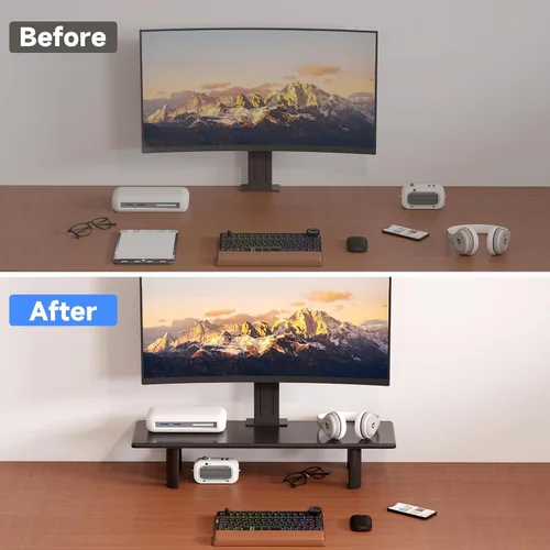 Vista 4 de suptek Soporte elevador de monitor doble, 32.28 pulgadas para monitor grande para 2 monitores, soporte de monitor de computadora, estante de madera