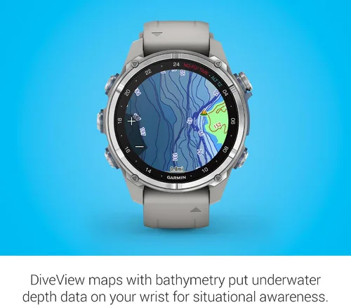Vista 4 de Garmin Descent™ Mk3, computadora de buceo estilo reloj, 1.693 in, gris niebla Subwave Sonar Networking, Multiple Dive Modes, Dive Focused Design