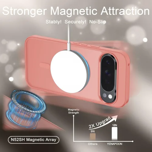 Vista 918 de Funda para Google Pixel 10 Pro XL, cubierta magnética mate, color negro Fit for MagSafe, Screen Protector included, Shockproof Military Grade