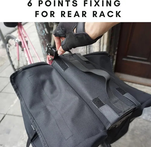 Vista 9 de Vincita Bolsas laterales de ciclismo resistentes al agua con cubierta de lluvia, grande, asa de transporte, puntos reflectantes, portabicicicletas