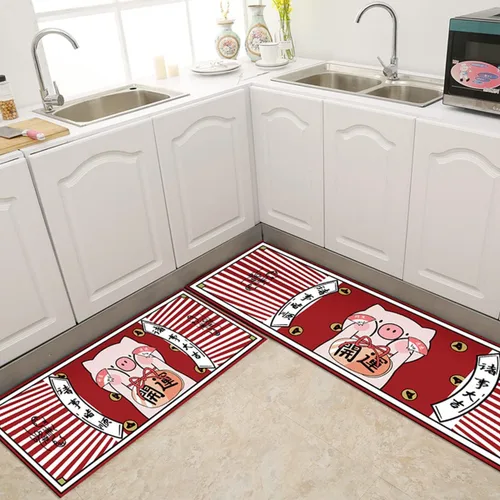 Vista 28 de Alfombras de cocina coloridas para piso, alfombras de cocina antideslizantes, juego de tapetes de cocina de granja, alfombras y tapetes de cocina