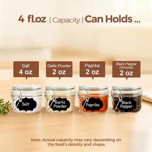 Vista 3 de ComSaf Juego de 6 frascos de vidrio herméticos pequeños de 4 onzas con tapas, frasco redondo para almacenamiento de alimentos, frasco Mason, mini