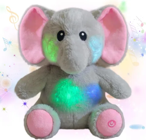 Vista 5 de Oso de peluche con luces LED brillantes, luz nocturna musical, juguete de peluche canta canciones de cuna, regalos de Navidad, para cumpleaños