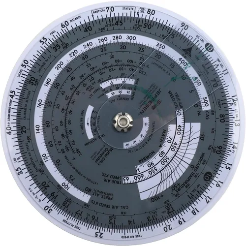 Vista 10 de E6B-R Circular Flight Computer For Aviation Students, Plastic Slide Rule With Embossed Navigation Scales, Performs Time Distance And Fuel