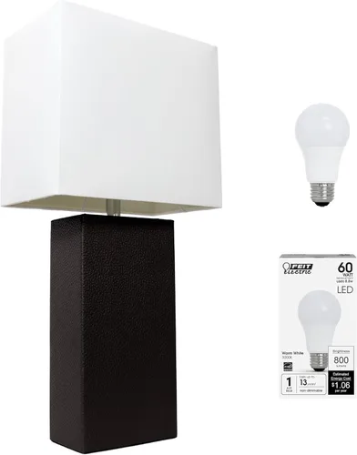 Vista 15 de Elegant Designs LT1025-PRP-LB Lámpara de mesa moderna envuelta en cuero para sala de estar, pasillo, entrada, dormitorio, oficina, púrpura