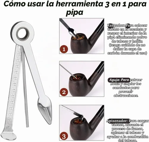 Vista 4 de Joyoldelf Pipa de tabaco, pipa de madera de lujo para fumar con soporte para pipa, tubos de tabaco de ébano para fumar con raspador de pipa, caja