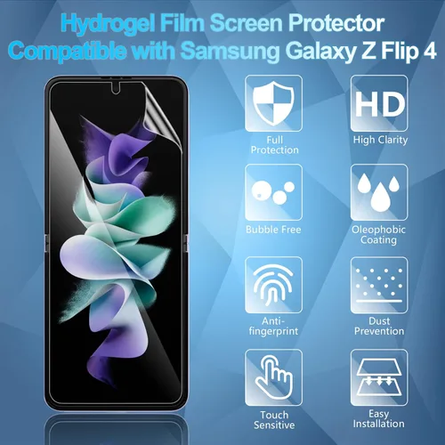 Vista 2 de Paquete de 2 protectores de pantalla para Galaxy Z Flip 4, protector de pantalla de película de hidrogel para Samsung Galaxy Z Flip 4, protector