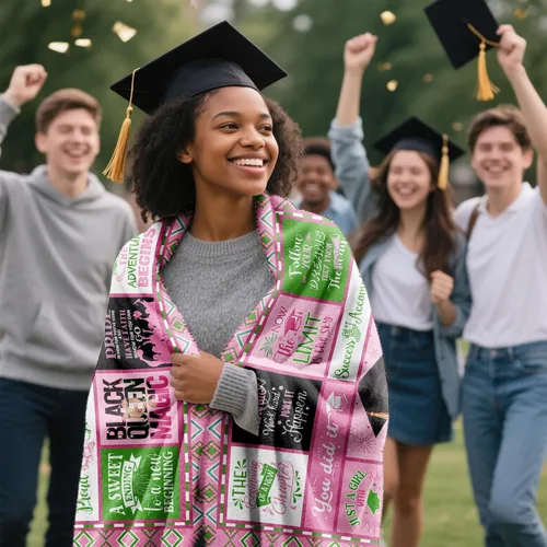 Vista 2 de Manta de regalo de graduación afroamericana de 60 x 50 pulgadas, regalo de graduación 2026 para ella/niña negra/reina negra, regalos de graduación