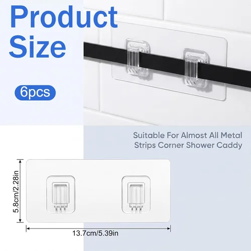 Vista 2 de 6 Pack Shower Caddy Adhesive Replacement, No Drilling Shower Shelf Adhesive