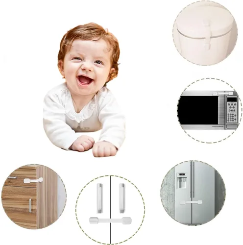 Vista 3 de Correas a prueba de bebés, paquete de 8 cerraduras de seguridad para niños, para gabinetes, cajones, nevera, lavavajillas, armario, asiento