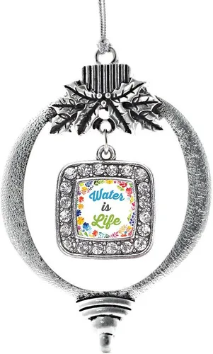 Vista 203 de Inspired Silver - Adorno con dije de reina de rodillo - Adornos navideños cuadrados de plata con joyas de circonita cúbica
