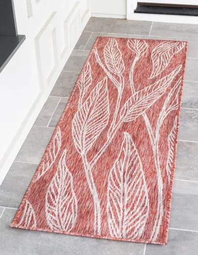 Vista 42 de Unique Loom Outdoor Botanical Collection Alfombra de área - Hoja (1.6 m x 2.4 m Rectangular, Carbón Marfil)