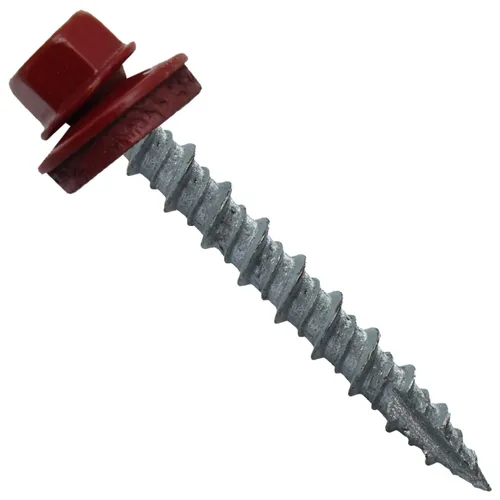 Vista 43 de 10 tornillos para techos de metal gris ABC de 1-1/2 pulgadas, cabezal de arandela hexagonal, arranque automático/roscado, arandela EPDM. 1 bolsa