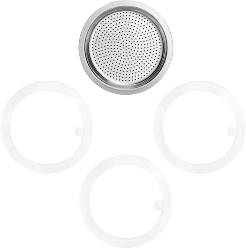 Vista 10 de wedrink 1 filtro y 3 sellos de silicona de repuesto para cafetera de aluminio Moka Pot y estufa Espresso (6 tazas)