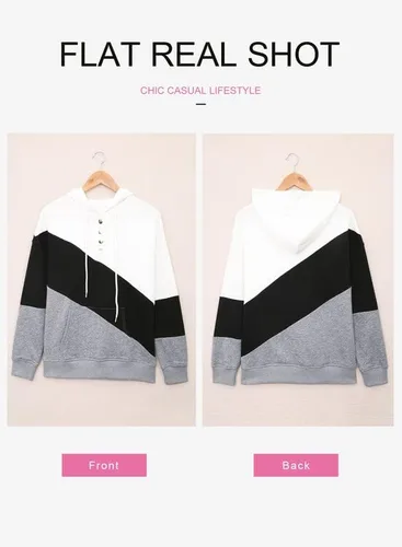 Vista 4 de Dokotoo - Sudaderas con capucha para mujer, con cuello de botón y cordón de ajuste, sudaderas casuales de manga larga
