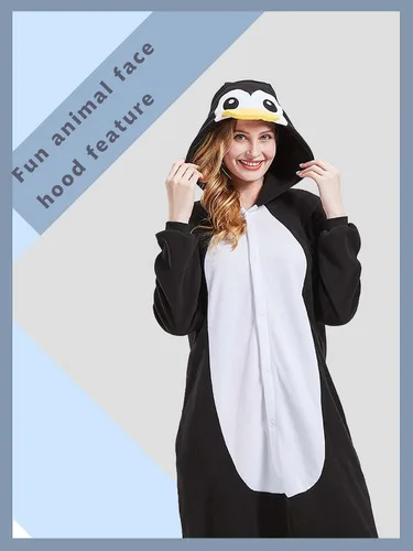 Vista 3 de Magicalani Pijama mameluco para adultos, disfraz unisex de animales de Halloween, ropa de dormir para hombres y mujeres, traje de cosplay cómodo
