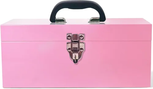 Vista 10 de Caja de herramientas de metal portátil de 16", caja de herramientas grande de calibre 18, caja de aparejos de pesca, organizador de cajón de caja