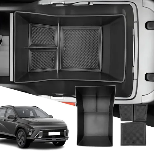 Vista 9 de SXCY 2 piezas superiores para Hyundai Kona/Kona EV 2024 2025 2026 Organizador de consola central para Hyundai Kona EV 2024-2026, accesorios