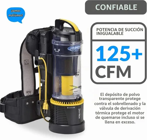 Vista 5 de Prolux 2.0 Aspiradora Comercial Sin Bolsa Tipo Mochila HEPA - Modelo Pro para Limpiadores Profesionales