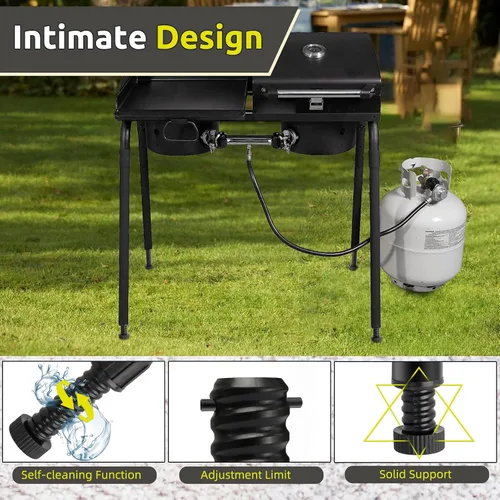 Vista 5 de Niveladores de patas de estufa de campamento ajustables, accesorios para estufas Camp Chef Explorer, apto para estufa de campamento al aire libre