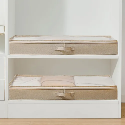 Vista 7 de Berdeng Paquete de 3 contenedores de almacenamiento debajo de la cama, organizador de almacenamiento de ropa y zapatos debajo de la cama con paredes