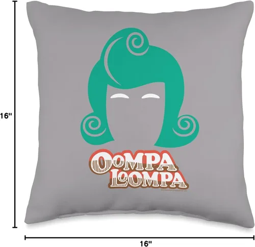 Vista 4 de Willy Wonka Chocolate Factory Oompa Loompa - Almohada (16.0 x 16.0 in), multicolor