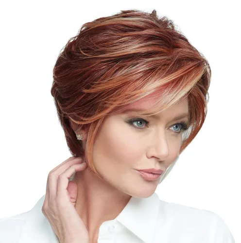 Vista 32 de Raquel Welch Go To Style - Peluca de pelo corto versátil y favorecedora de Hairuwear, gorra media, castaño iluminado por el sol RL10/12