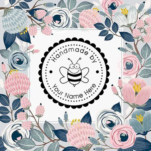 Vista 7 de Sellos personalizados personalizados – Sello hecho a mano redondo 1-5/8 pulgadas de diámetro Cute Bee