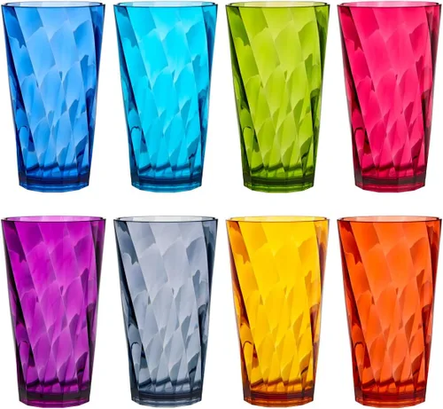 Vista 9 de Vasos US Acrylic Optix Mini, de plástico, reutilizables, aptos para lavavajillas (juego de 8) Tazas de jugo de 8oz en colores de tono de joya