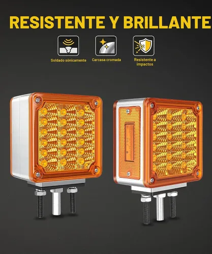 Vista 4 de Partsam Luces LED de Pedestal Ámbar/Ámbar de Doble Cara 39 Luces LED de Señal de Giro Montaje con Perno Luces de Guardabarros Luces Laterales
