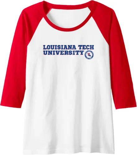 Vista 15 de Louisiana Tech Bulldogs - Camiseta de béisbol raglán con texto en bloque, Negro