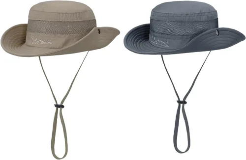 Vista 11 de Sombrero de sol para niños con protección solar UPF 50+, sombrero de pescador para niños y niñas, ala ancha, verano, playa, pesca, safari, sombrero
