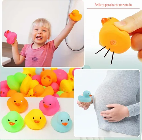 Vista 3 de Paquete de 50 mini patos de goma multicolor de juguete de baño de patos pequeños