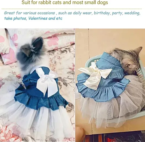 Vista 56 de ANIAC Daisy Vestidos para Perros Pequeños Hembra con Anillo para Correa, Nudo de Lazo Vestido de Boda para Cachorra, Traje de Gato de San Valentín