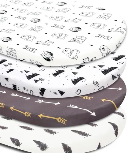 Vista 9 de Juego de 4 sábanas para moisés de madera neutra, unisex, para moisés estándar para bebés, niños o niñas