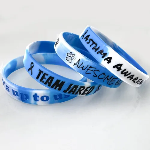 Vista 8 de QEERBSIN 50 PCS Personalized Custom Rubber Silicone Bracelets - Customizable Classic Wristbands for Events, Support, Wedding, Awareness, Motivation