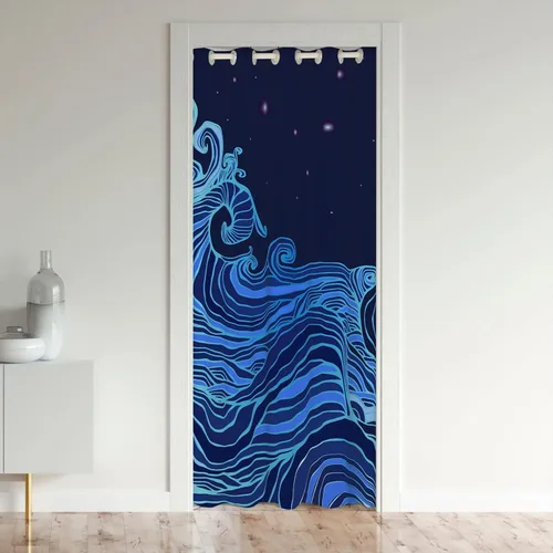 Vista 11 de Cortina de puerta de armario con estampado de patas de oso para dormitorio, niños, naturaleza, vida silvestre, cabeza de oso, cortina de puerta