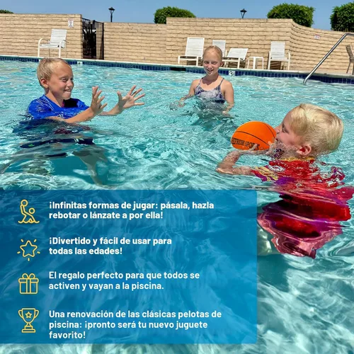Vista 5 de Aqua Dive - Pelota de baloncesto para piscina – Juguetes de piscina de agua para niños de 4 a 12 años – Regate, pasa y dispara bajo el agua